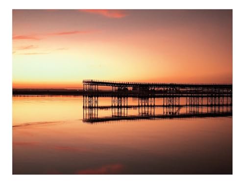 Puzzle 1500 Teile - Impossible Hard Challenge Puzzles-Sonnenuntergang,Pier,Horizont,Rosa 87x57cm von THISIT