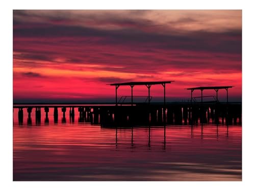 Puzzle 500 Elemente - DIY-Spiel-Pier,Holz,Abend,Niedergang,Dämmerung,Rot,Umrisse 52x38cm Puzzle 500 Elemente - DIY-Spiel-Pier,Holz,Abend,Niedergang,Dämmerung,Rot,Umrisse 52x38cm von THISIT