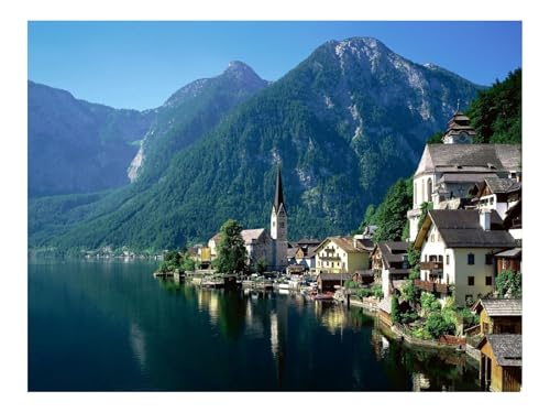 Puzzle 500 Teile,Home Decor Geschenk-Küste,Häuser,Berge 52x38cm von THISIT