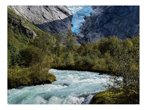 Puzzle 500 Teile,Home Dekoration-Fluss,Bäume,Berge,Schnee 52x38cm von THISIT