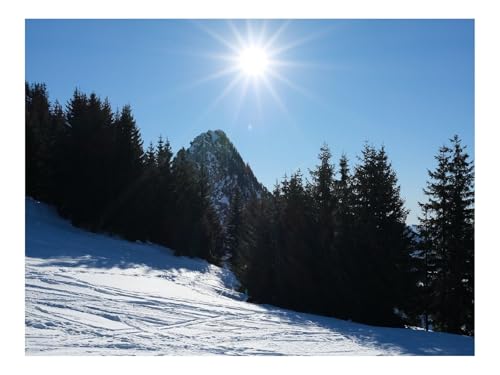 Puzzle 500 Teile,Klassisches Lernspiel-Berge,Bäume,Schnee,Strahlen,Sonne,Natur 52x38cm von THISIT
