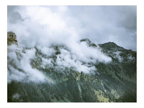 Puzzle 500 Teile,Klassisches Lernspiel-Felsen,Hang,Bäume,Nebel,Wolken 52x38cm von THISIT