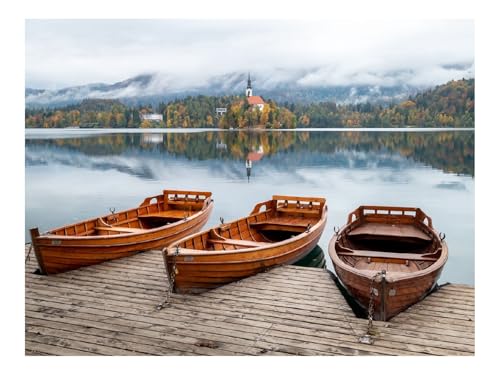 Puzzles 1500 Teile Puzzle Impossible Geschicklichkeitsspiel-Boot,See,Bäume,Gebäude,Spiegelung 87x57cm von THISIT