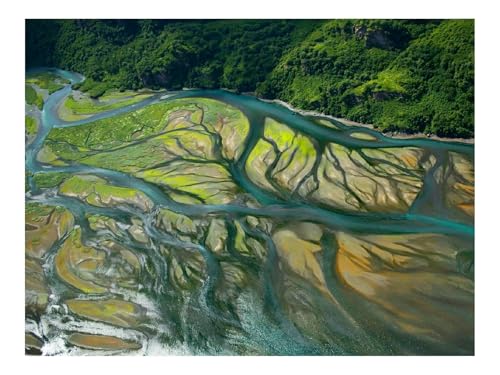 Puzzles 1500 Teile Puzzle Impossible Geschicklichkeitsspiel-Insel,Wälder,Fluss,Luftaufnahme,Natur 87x57cm von THISIT