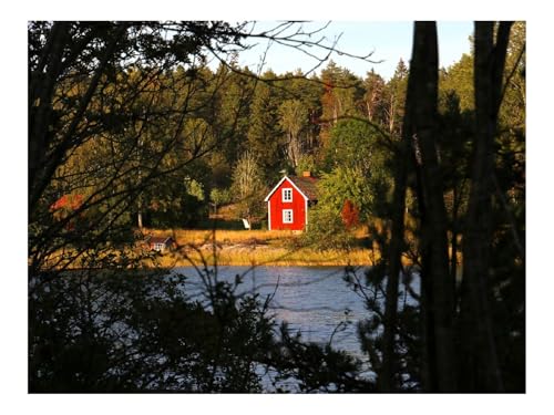 Puzzles 1500 Teile Puzzle Impossible Geschicklichkeitsspiel-Wälder,Bäume,Haus,Fluss,Landschaft,Natur 87x57cm von THISIT