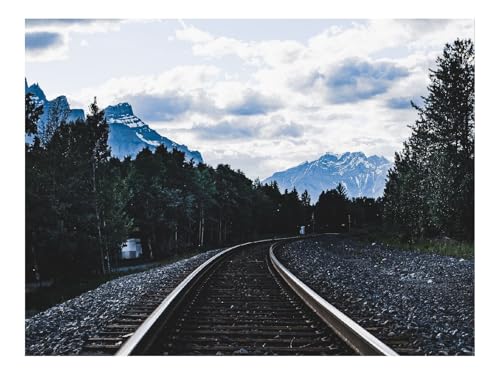 Puzzles 500 Teile Puzzle Impossible Geschicklichkeitsspiel-Eisenbahn,Schienen,Berge,Bäume,Wolken 52x38cm von THISIT