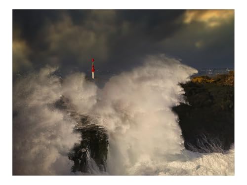 Puzzles 500 Teile Puzzle Impossible Geschicklichkeitsspiel-Meer,Sturm,Wellen,Felsen,Leuchtturm 52x38cm von THISIT