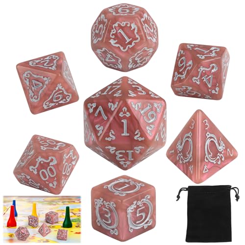 DND-Würfel-Set, 7-teilig, polyedrische und RPG-Würfel für Dungeons and Dragons, Starter, D&D-Würfel für RPG, MTG, Pathfinder, Rollenspiele, Tischspiel, mit Samtbeutel, Rot DND-Würfel-Set, 7-teilig, polyedrische und RPG-Würfel für Dungeons and Dragons, Starter, D&D-Würfel für RPG, MTG, Pathfinder, Rollenspiele, Tischspiel, mit Samtbeutel, Rot von THKO