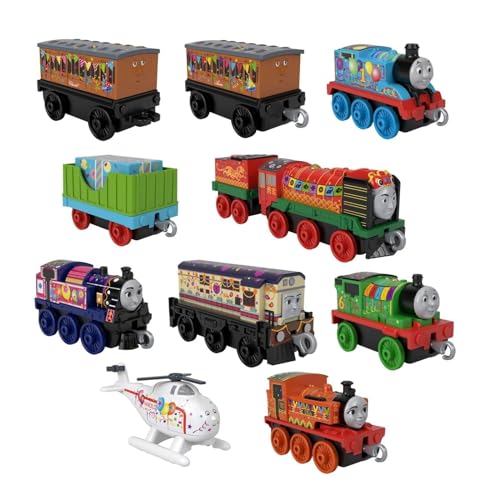 Multipack Spielzeugeisenbahn für Kinder 3 Jahre – Thomas and Friends Playset mit 10 Lokomotiven aus Metall – Spielzeugzug für Kinder von 8 bis 14 cm – Celebrate with Thomas GRG41, mehrfarbig von Thomas und seine Freunde