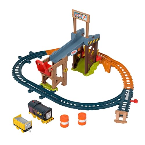 Thomas & Friends batteriebetriebenes Spielzeugeisenbahn-Set Diesels Baustellen-Set mit Schienen und Fracht für Kindergartenkinder ab 3 Jahren, JBW20, [Mehrfarbig] von THOMAS & FRIENDS