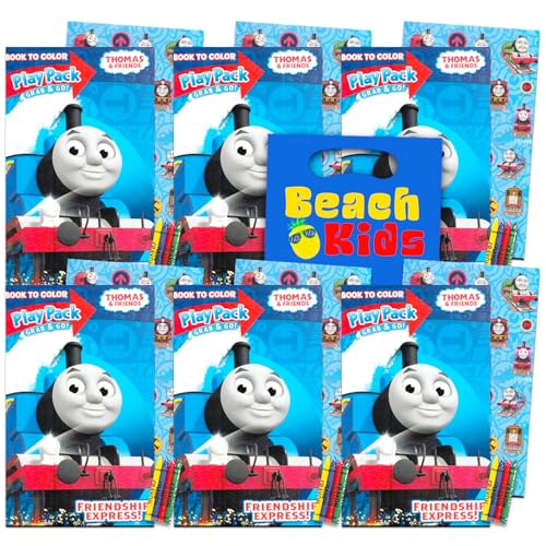 Thomas und seine Freunde Ultimative Partygeschenk-Packungen – Paket mit 6 Sets mit Aufklebern, Malbüchern, Buntstiften, Beutetüten, Thomas und seine Freunde Partyzubehör von THOMAS & FRIENDS