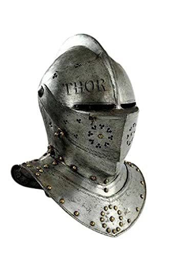 THOR INSTRUMENTS Mittelalterlicher Ritter, europäischer Helm mit enger Rüstung, Einheitsgröße, passend für die meisten rustikalen Vintage-Heimdekor-Geschenke von THOR INSTRUMENTS