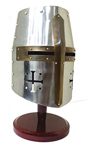 THORINSTRUMENTS (with device) Thor Crusader's Templar's Knight Halloween Kostüme Helm (LARP/SCA/Mittelalter) Silber Rustikal Vintage Home Decor Geschenke von THOR INSTRUMENTS