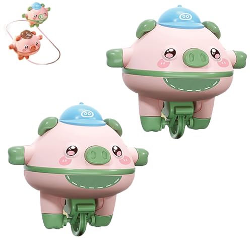 THQERAER Cute Balanced Pig Toys, Acrobatics Tumbler Balance Pig, Balancing Pig, Novelty Tightrope Walking Piglet Unicycle Toy (2Pcs Green) von THQERAER