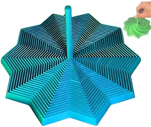3D-Gedruckter Erweiterter Sensorischer Zappelstern, Erweiterbares Fraktales Zappelspielzeug, Sechseck Mit Griff, Buntes Wirbelndes Spiraldesign, Sternförmiger Zappelstern(Blue,S) von THUCHENYUC