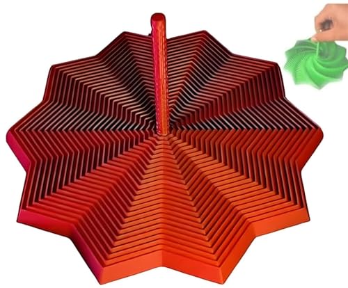 3D-Gedruckter Erweiterter Sensorischer Zappelstern, Erweiterbares Fraktales Zappelspielzeug, Sechseck Mit Griff, Buntes Wirbelndes Spiraldesign, Sternförmiger Zappelstern(Red,L) von THUCHENYUC