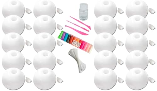 DIY-Stressball-Bausatz, Milchige Blanko-Hüllen, Leerer Stressball, DIY-Bausatz, Leere Druckball-Hülle, DIY-Bausatz Mit Stressball-Hüllenbasis, Deckel, Kleber, 12 Farben Aus Ultraleichtem Ton(White*20) DIY-Stressball-Bausatz, Milchige Blanko-Hüllen, Leerer Stressball, DIY-Bausatz, Leere Druckball-Hülle, DIY-Bausatz Mit Stressball-Hüllenbasis, Deckel, Kleber, 12 Farben Aus Ultraleichtem Ton(White*20) von THUCHENYUC