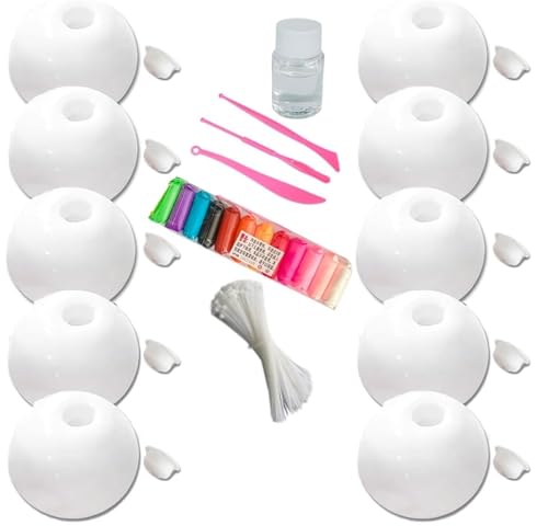 DIY-Stressball-Bausatz, Milchige Blanko-Hüllen, Leerer Stressball, DIY-Bausatz, Leere Druckball-Hülle, DIY-Bausatz Mit Stressball-Hüllenbasis, Deckel, Kleber, 12 Farben Aus Ultraleichtem Ton(White*10) DIY-Stressball-Bausatz, Milchige Blanko-Hüllen, Leerer Stressball, DIY-Bausatz, Leere Druckball-Hülle, DIY-Bausatz Mit Stressball-Hüllenbasis, Deckel, Kleber, 12 Farben Aus Ultraleichtem Ton(White*10) von THUCHENYUC