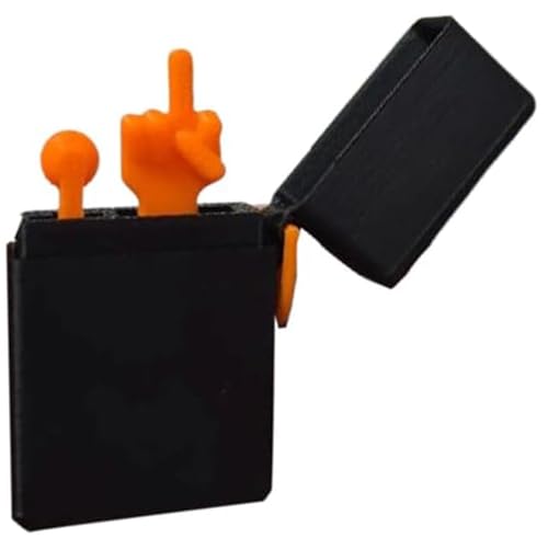 Lustiges Mittelfinger-Feuerzeug, Überraschungs-Pop-Up-Mittelfinger-Flip-Feuerzeug, 3D-Gedruckter Verdammter Mittelfinger for Die Schreibtischdekoration Im Homeoffice(Black) von THUCHENYUC