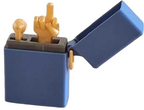 Lustiges Mittelfinger-Feuerzeug, Überraschungs-Pop-Up-Mittelfinger-Flip-Feuerzeug, 3D-Gedruckter Verdammter Mittelfinger for Die Schreibtischdekoration Im Homeoffice(Blue) von THUCHENYUC