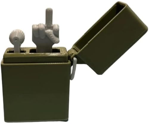Lustiges Mittelfinger-Feuerzeug, Überraschungs-Pop-Up-Mittelfinger-Flip-Feuerzeug, 3D-Gedruckter Verdammter Mittelfinger for Die Schreibtischdekoration Im Homeoffice(Green) von THUCHENYUC