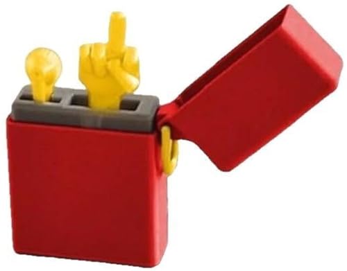 Lustiges Mittelfinger-Feuerzeug, Überraschungs-Pop-Up-Mittelfinger-Flip-Feuerzeug, 3D-Gedruckter Verdammter Mittelfinger for Die Schreibtischdekoration Im Homeoffice(Red) von THUCHENYUC