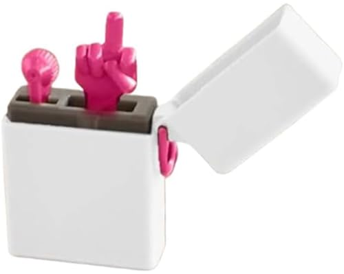 Lustiges Mittelfinger-Feuerzeug, Überraschungs-Pop-Up-Mittelfinger-Flip-Feuerzeug, 3D-Gedruckter Verdammter Mittelfinger for Die Schreibtischdekoration Im Homeoffice(White) von THUCHENYUC