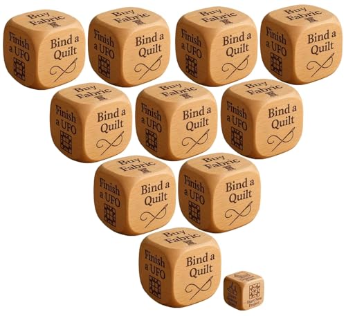 THUCHENYUC Quilter's Dice, Handgefertigter Quilting-Entscheidungswürfel Aus Holz Mit 6 Eingravierten Nähaufgaben Lustiges Praktisches Werkzeug Mit Eingravierten Eingabeaufforderungen(10pcs) von THUCHENYUC