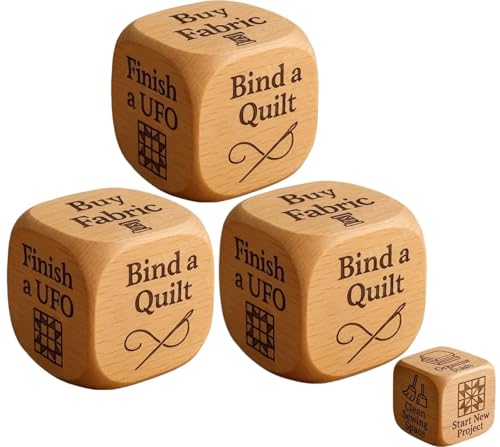THUCHENYUC Quilter's Dice, Handgefertigter Quilting-Entscheidungswürfel Aus Holz Mit 6 Eingravierten Nähaufgaben Lustiges Praktisches Werkzeug Mit Eingravierten Eingabeaufforderungen(3pcs) von THUCHENYUC