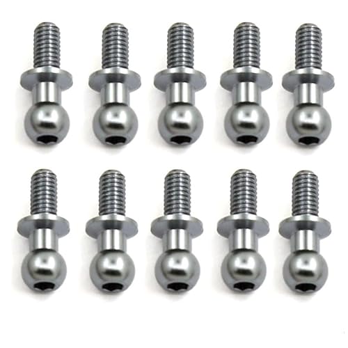 10 Stück M3 Metall-Sechskant-Kugelkopfschrauben for Tam-iya TT01 TT02 Sakura D5 for 1/10 RC Drift Car Ersatzteile Universal(Dark Grey 10pcs) von TIAJTHYD