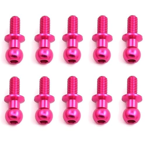 10 Stück M3 Metall-Sechskant-Kugelkopfschrauben for Tam-iya TT01 TT02 Sakura D5 for 1/10 RC Drift Car Ersatzteile Universal(Pink 10pcs) von TIAJTHYD