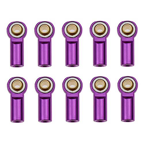10 Stücke Metall M3 Aluminium Link Spurstangenkopf Kugelgelenk for 1/10 RC Auto Crawler AXIAL SCX10 D90 D110 Tamiya Racing(Purple) von TIAJTHYD