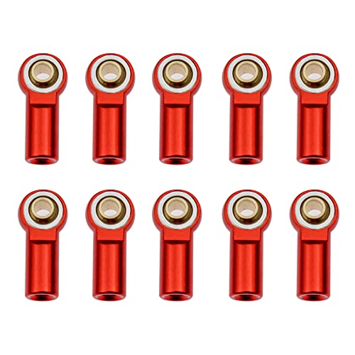 10 Stücke Metall M3 Aluminium Link Spurstangenkopf Kugelgelenk for 1/10 RC Auto Crawler AXIAL SCX10 D90 D110 Tamiya Racing(Rood) von TIAJTHYD