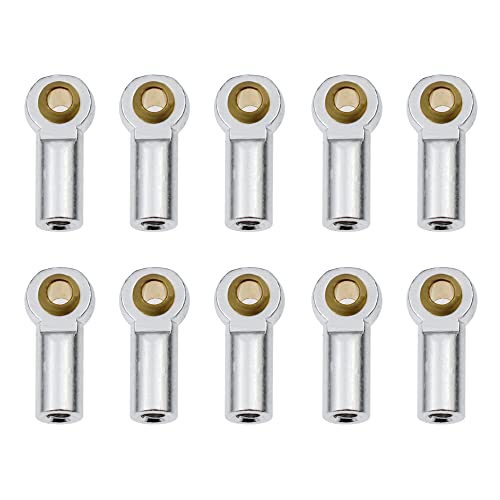 10 Stücke Metall M3 Aluminium Link Spurstangenkopf Kugelgelenk for 1/10 RC Auto Crawler AXIAL SCX10 D90 D110 Tamiya Racing(Silver) von TIAJTHYD