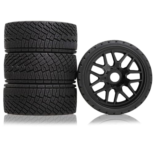 Flaches Rallye-Reifen-Set im Maßstab 1:8, 17 mm, Sechskant, für Tamiya WLtoys HPI HSP ARRMA Buggy für 1/8 RC Auto, Spielzeug, Upgrade-Teile (4 Stück, schwarz) von TIAJTHYD