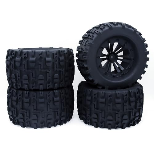 Für 1/10 Monster-Reifen, Rallye-Reifen, 4 Stück, 12 mm, Sechskant, Kunststofffelge, Gummireifen für 1/10 Traxxas HSP HPI Tamiya RC Auto (7471) von TIAJTHYD