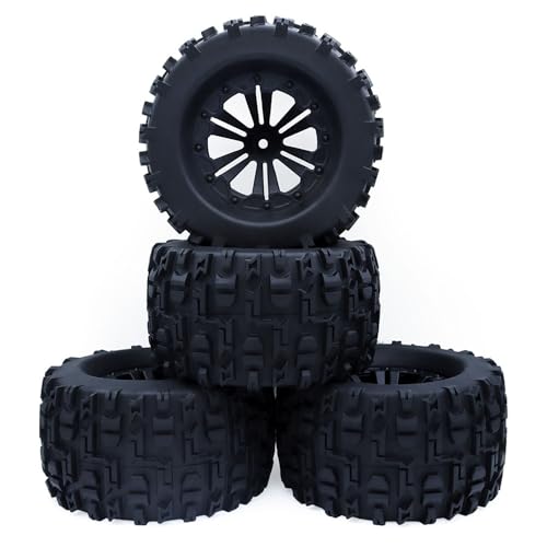 Für 1/10 Monster-Reifen, Rallye-Reifen, 4 Stück, 12 mm, Sechskant, Kunststofffelge, Gummireifen für 1/10 Traxxas HSP HPI Tamiya RC Auto (7472) von TIAJTHYD