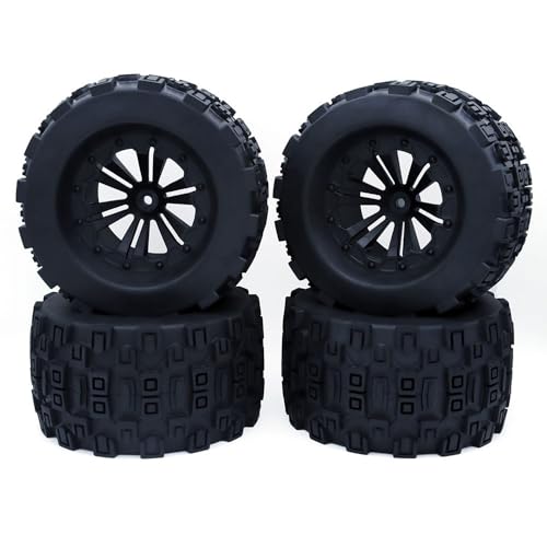 Für 1/10 Monster-Reifen, Rallye-Reifen, 4 Stück, 12 mm, Sechskant, Kunststofffelge, Gummireifen für 1/10 Traxxas HSP HPI Tamiya RC Auto (7473) von TIAJTHYD