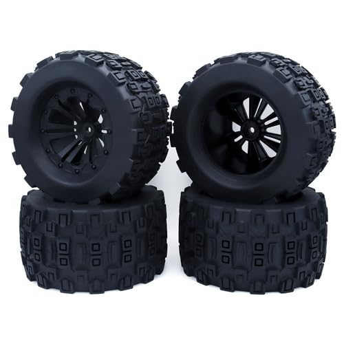 Für 1/10 Monster-Reifen, Rallye-Reifen, 4 Stück, 12 mm, Sechskant, Kunststofffelge, Gummireifen für 1/10 Traxxas HSP HPI Tamiya RC Auto (7474) von TIAJTHYD