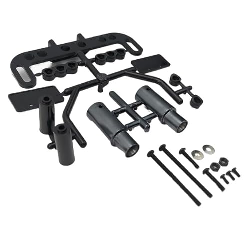 TIAJTHYD 1/10 for RC Auto Kunststoff Doppel Auspuffrohr Schalldämpfer Kennzeichen Halterung Modell Hobby On-Road Off-Road Drift Touring(Rood) von TIAJTHYD