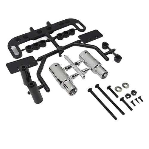 TIAJTHYD 1/10 for RC Auto Kunststoff Doppel Auspuffrohr Schalldämpfer Kennzeichen Halterung Modell Hobby On-Road Off-Road Drift Touring(White) von TIAJTHYD