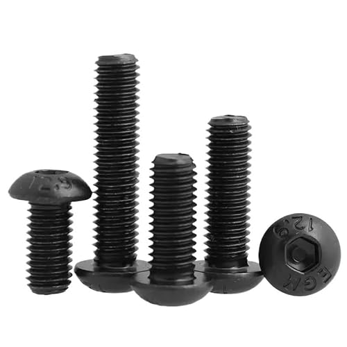 TIAJTHYD 100 Stück DIN7380 Schraube, rund, M4, 16 mm, Inbusschraube, Innensechskantkopf, 12.9, M3, M5, Sechskantschraube, Flachkopf, Pilzkopf, 8–30 mm, 10 mm, 20 mm, 25 mm(16mm,M4) von TIAJTHYD