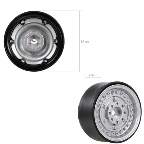 TIAJTHYD 116g/stücke 1,9 "Beadlock Felge for 1/10 RC Crawler Auto Axial SCX10 90046 RedCat Gen8 Trxs TRX-4(Zwart) von TIAJTHYD