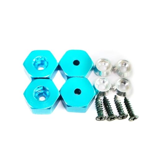 TIAJTHYD 4 STÜCKE 5mm bis 12mm Metall Combiner Radnabe Hex Adapter for WPL D12 C24 C34 B24 B36 MN D90 D99 RC Auto Upgrade Teile(Blauw) von TIAJTHYD