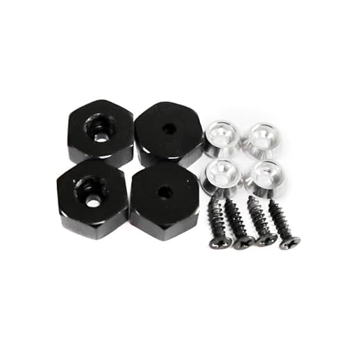 TIAJTHYD 4 STÜCKE 5mm bis 12mm Metall Combiner Radnabe Hex Adapter for WPL D12 C24 C34 B24 B36 MN D90 D99 RC Auto Upgrade Teile(Zwart) von TIAJTHYD