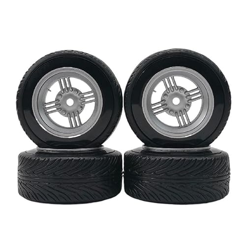 TIAJTHYD 4 Stück 6/9 mm for Kunststofffelgen im Maßstab 1/10, 12 mm Sechskant, Hartplastik-Reifen, RC-Auto, Drift, On-Road-Touring-Modell(Rood) von TIAJTHYD