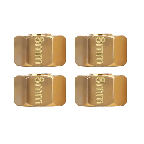 TIAJTHYD 4PCS Metal Brass Heavier Wheel Hex Hub 8/9/10MM for 1/10 RC Crawler Axial SCX10 90046 RR10 RGT 86100 MST UTB18(Brass 9mm) von TIAJTHYD