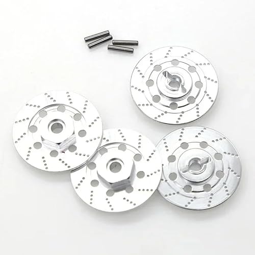 TIAJTHYD 4PCS Metall Bremsscheibe Felge Box Metall Hex Adapter 12Mm for 1/10 Sakura D4 On-Road Racing RC Auto Teile(Silver) von TIAJTHYD