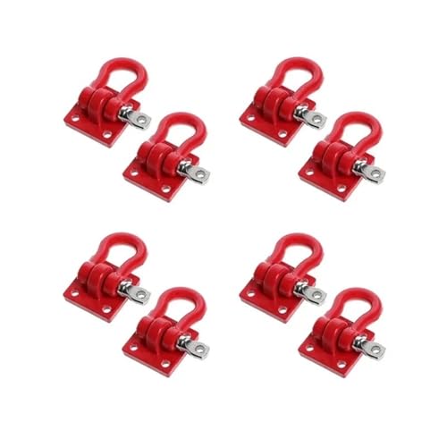 TIAJTHYD 8 x Metall-Kletteranhänger-Abschlepphaken, Hakenschnalle, Windenschäkel, Zubehör for RC-Raupenwagen im Maßstab 1/10, D90, SCX10, Rot/Schwarz(8 pcs Red) von TIAJTHYD