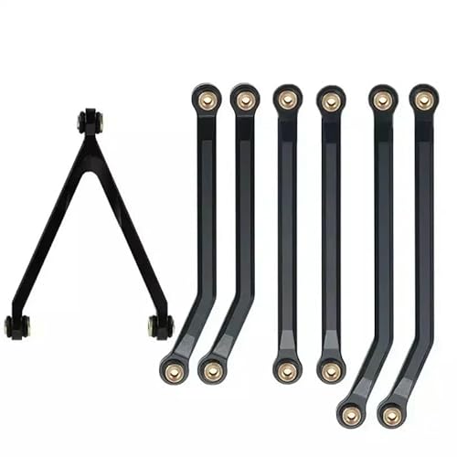 TIAJTHYD Aluminium-Chassis-Links-Set mit hoher Bodenfreiheit for RC Crawler Axial SCX24 AXI00001 C10 AXI00002 Jeep JLU Ford Bronco AXI00006(Zwart) von TIAJTHYD